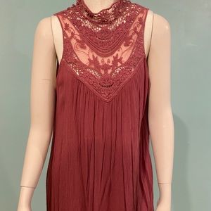Embroidered High Neck Dress
